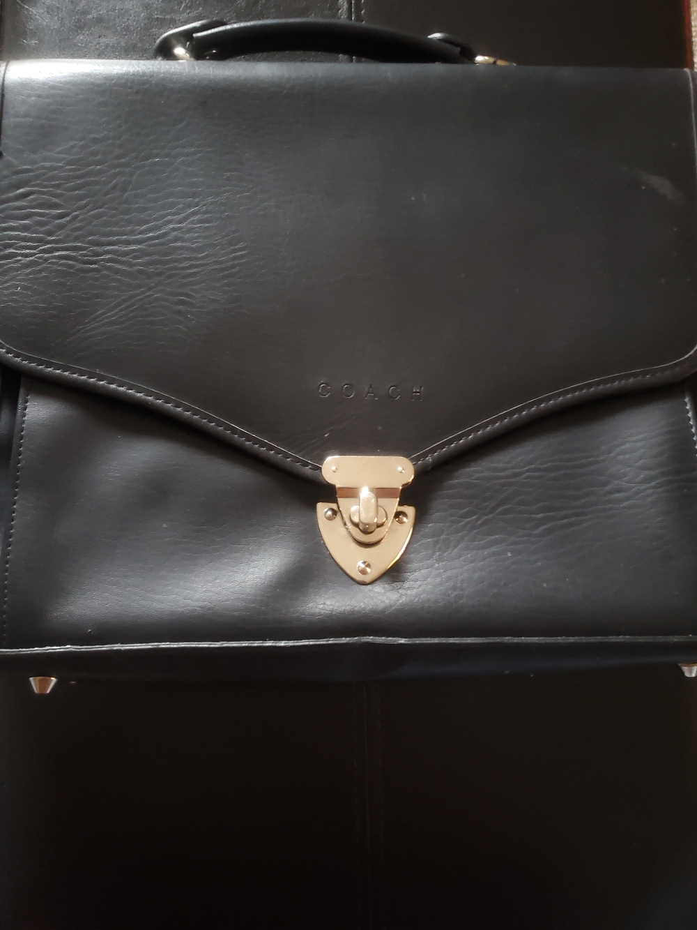 Blue Leather Briefcase with Silver Hardware Accent